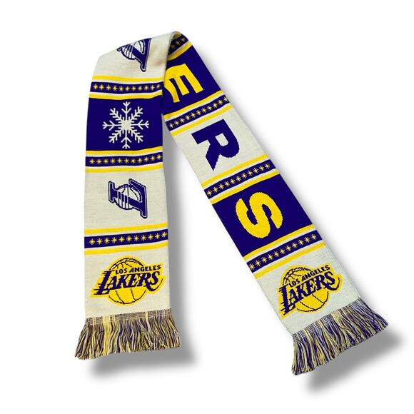 Los Angeles Lakers Scarf NBA Basketball Promo Purple Gold Crypto.com Arena Gift - Picture 5 of 10